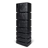Kreher XXL Wassertonne Tower Stone mit Wasserhahn. Tolle Stein Optik in Anthrazit oder Grau, 350 Liter Nutzungsvolumen. Maße (BxTxH): 57,5 x 38,4 x 180 cm (Anthrazit)