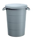 Regenwasser Tank 80 Liter mit Deckel - grau - Universal Kunststoff Tonne mit Tragegriffen - Regentonne Regenfass Allzweck Garten Abfall Eimer