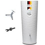 GARANTIA Natura 2in1 Regentonne Komplett-Set 350 Liter Arctic inkl. Design Chrom-Auslaufhahn und Fallrohranschluss - Wassertank, Regenfass, Regenwassertonne, Regenwassertank, Wasserfass