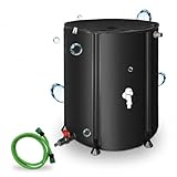 Mucola Regenwassertonne 500L faltbar mit Hahn Regentonne inkl. 2 Meter Wasserschlauch mit Anschluss Regenwassertank mit Überlaufschutz Regenfass | witterungsbeständig