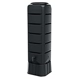 Regentonne eckig anthrazit mit Wasserhahn und Sicherungsgurt - 120 L - Kunststoff Regenfass grau 130 x 37 cm mit Standfuß - Regentank Wassertank Wassertonne Wasserspeicher Gartentonne Regensammler