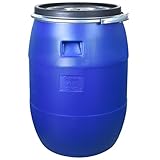 FIXKRAFT Futtertonne mit Deckel 60L Fass mit Spannring Weithalsfass Lebensmittelecht 34cm Öffnung Gärbehälter Universaltonne Gartenfass Deckelfass (Blau)