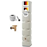 4rain Basic Regentonne Komplett-Set 300 Liter sandbeige inkl. Kunststoff-Auslaufhahn und Fallrohranschluss - Wandtank, Wassertank, Fass, Regenfass, Regenwassertonne, Regenwassertank, Wasserbehälter