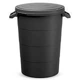 Spetebo Regenwasser Tank 80 Liter mit Deckel - anthrazit - Universal Kunststoff Tonne mit Tragegriffen - Regentonne Regenfass Allzweck Garten Abfall Eimer