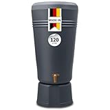 4rain Azura 2in1 Regentonne 120 Liter Graphite Grey inkl. Pflanzschale und Unterstand - Regenfass mit Hahn - schmale Regenwassertonne in anthrazit - moderner Wassertank für den Garten als Wasserfass