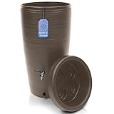 YourCasa Regentonne 240 Liter [Aquasplash] Messing Wasserhahn & Deckel - Regenfass Frostsicher aus Kunststoff - Regenwassertonne - Regenwassertank Garten Wassertank Regensammler Wasserfass (Mocha)
