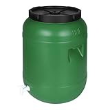 F & R Wasserkanister mit Hahn 80 Liter aus HDPE I I Regentonne mit Deckel I Kanister Hahn I Wasserbehälter mit Hahn I Wassertank I Fass mit Deckel I Regenwassertank Grün