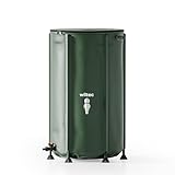 Wiltec Faltbare Regentonne 250 l mit Deckel, Regenfass aus 620 g/m² PVC, Regenwassertank mit Wasserhahn, Wasserspeicher Garten mit Schlauchanschluss