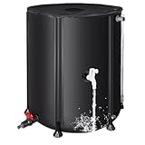 Matalde Faltbare Regentonne 200 Liter – Tragbarer Wassertank mit Fallrohr, Filter, 2 Hähnen & Überlauf – Faltbares Wasserfass für Regenwassersammlung, Schwarz