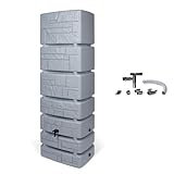 Kreher XXL Wassertonne Tower Stone mit Wasserhahn und Füllautomat. Tolle Stein Optik in Grau, 350 Liter Nutzungsvolumen. Maße (BxTxH): 57,5 x 38,4 x 180 cm