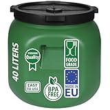 F & R Regentonne mit Deckel 40 Liter aus HDPE I Futtertonne Pferd I Wassertank Fass Tonne mit Deckel I Regenfass für Garten I Regenwassertonne I Wassertonne I Gärfass I Regenwassertank