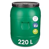 Garronda 220 Liter Deckelfass Weithalsfass aus HDPE Regenfass für Garten Fass Regenwassertonne Futtertonne Universalfass Wasserfass Regentonne Lebensmittelfass Wassertank GD-0078 Grün