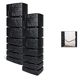 2 x Kreher XXL Regentonne 'Tower Stone' aus Kunststoff in verschiedenen Größen/Farben (wählbar). Tolle Stein-Optik - mit Auslaufhahn und praktischen Verbindungsstück! (Anthrazit, 2 x 350 L)