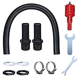 Regentonnen Verbindungsset, Schlauch 100 cm, Ratschenschlüssel, 2 Regentonnendurchführung32mm, Lochöffner Montagezubehör, Regentonnen Verbinder Set, für Regenwasse Tonnen,Wassertanks,Zisternen