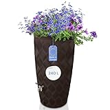 YourCasa Regentonne 240 Liter [Seabreeze] Regenfass Frostsicher aus Kunststoff mit Wasserhahn - Regenwassertonne - Wasserfass Regenwassertank Wassertonne für Garten (Braun Mit Wasserhahn)