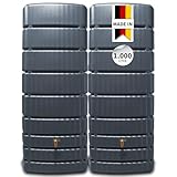 4rain Slim Wandtank-Set Regentonne 1000 Liter Graphite Grey, 2 x Slim 500 Liter inkl. Verbinder - Wassertank, Fass, Regenfass, Regenwassertonne, Regenwassertank, Wasserbehälter, Wassertonne
