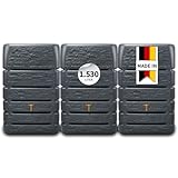 4rain Slim Stone Decor Mauertank-Set 1530 Liter Graphitgrau – Regentonne/Regenwassertank - 3 x 510L Regenfass + Verbinder – Wassertonne/Wasserfass - Regenwassertonne für Garten - Frostsicherer Tank