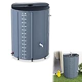 YRHome 500 Liter Faltbare Regentonne Regenwassertonne Regenwassertank UV-stabil & witterungsbeständig Mit Überlaufschutz & seitlicher Skala Kompakt für Garten, Balkon, Camping Anthrazit
