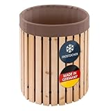 Beckmann Premium Regenfass 200 L – Massives Lärchenholz & Frostsicher – Made in Germany – Holzfass Wassertonne mit robuster brauner Innenfolie – Ø 62 x H 75 cm (Modell FL20)