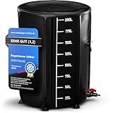 GRÜNTRAUM Regentonne faltbar 200 Liter – Regenwassertonne [mit innovativer Füllstandsanzeige & Auslaufhahn] Witterungsbeständig, Faltbarer Wassertank/Garten Regenfass