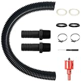 HuaMuDM Regentonnen Verbindungsset,1 Zoll (25mm) Regentonnen Verbinder Set,100cm Verbindungsschlauch mit Kontermutter,Lochöffner Regensammler Regentonnen Verbinder Set für Regenwasser Tonnen