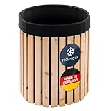 Beckmann Premium Regenfass 200 L – Massives Lärchenholz & Frostsicher – Made in Germany – Holzfass Wassertonne mit robuster schwarzer Innenfolie – Ø 46 x H 75 cm (Modell FM20)