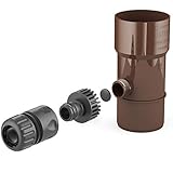 BRYZA Dachrinne Ablauf für Regendrahverschluss DN Ø 110 mm braun | Regenwassertank Speedy Regenwassersammler für Fallrohr, Filter für Fallrohr, Gartenschlauch, Schnellanschluss