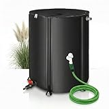 Mucola Regenwassertonne 750L faltbar mit Hahn Regentonne inkl. 2 Meter Wasserschlauch mit Anschluss Regenwassertank mit Überlaufschutz Regenfass | witterungsbeständig