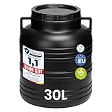 Garronda 30 Liter Weithalsfass aus BPA-freiem Futtertonne Fass Universalfass Lebensmittel Fass Regenfass für Garten Regentonne mit Deckel Regenwassertonne für Garten Wassertonne GD-0078 Schwarz