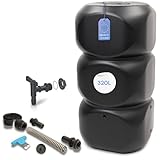 YourCasa Regentonne 320 Liter [Aquablock] inkl. Fallrohranschluss & Wasserhahn & Deckel - Wassertonne eckige Form - Regenfass Frostsicher Regenwassertonne Regenwassertank Wasserfass Garten (Anthrazit)