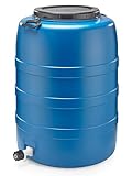 F & R Regentonne 120l mit Griffen und Auslaufhahn mit Deckel HDPE lebensmittelecht Stabiler Wasserbehälter Regenfass Wassertank Garten Frischwassertank