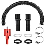 1 Regentonnen Verbindungsset, 1.57 Zoll (40mm) Regentonnendurchführung Fassanschluss Regentonnen Verbinder Set + 1 50 cm Verbindungsschlauch, 2 Dichtungen, 2 Klemmen, 2 Muttern, 1 Lochsäge