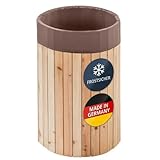 Beckmann Premium Regenfass 100 L – Massives Lärchenholz & Frostsicher – Made in Germany – Holzfass Regentonne mit robuster brauner Innenfolie – Ø 46 x H 75 cm (Modell FL10)