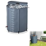 YRHome 200 Liter Faltbare Regentonne Regenwassertonne Regenwassertank UV-stabil & witterungsbeständig Mit Überlaufschutz & seitlicher Skala Kompakt für Garten, Balkon, Camping Anthrazit