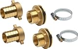 Meister Regentonnenverbindungs-Set 6-teilig - Verbindungsstutzen, Schlauchverschraubung & Schlauchschelle - Messing/Regentonnen-Verbindung/Set für Schlauchverbindung/Wassertechnik / 9924910