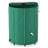 XMTECH Faltbare Regentonne Regenfass - Regenwassertonne Wassertank Regentank mit Wassereinlassgitter & Abflussventil Regenwassertank Ideal zum Bewässern oder Reinigen Ihres Gartens, 500L, Grün