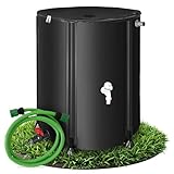Melko - Regentonne faltbar 1000L mit Auslaufhahn, PVC Stützstangen & 2 m Wasserschlauch - Mobiles Regenfass mit Überlaufschutz & Anschluss - Regenwassertonne witterungsbeständig für Gartenbewässerung