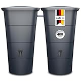 GARANTIA Ibiza Regentonnen-Set eckig 400 Liter Graphite Grey, 2 x Ibiza 200 Liter inkl. Verbinder - als graues Wasserfass für nachhaltige Gartenbewässerung - mit Deckel, Hahn und Matter Oberfläche