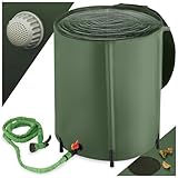tectake Regenwassertank für Garten und Camping, Tonne faltbar, Regentonne mit Deckel und Wasserhahn, Wassertank, Regenwassersammler, Zisterne, Regenfass mit Hahn, Wassertonne - 200 l