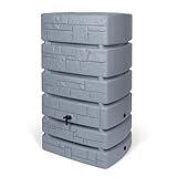 Kreher XXL Wassertonne Tower Stone mit Wasserhahn. Tolle Stein Optik in Anthrazit/Grau, 500 Liter Nutzungsvolumen. Maße (BxTxH): 77,5 x 58,3 x 130 cm (Grau)