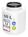 Garronda 50 Liter BPA-freies quadratisches Fass und Futtertonne Weithalsfass Wassertank und Behälter mit Deckel für Sauerkraut sowie Surfass Pökelfass für Fleisch GD-0088 Weiß