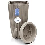 YourCasa Regentonne 240 Liter [RainCatcher] Messing Wasserhahn & Deckel - Regenfass Frostsicher aus Kunststoff - Regenwassertonne - Regenwassertank Garten Wassertank Regensammler Wasserfass (Sand)