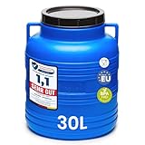 Garronda 30 Liter Weithalsfass aus BPA-freiem Futtertonne Fass Universalfass Lebensmittel Fass Regenfass für Garten Regentonne mit Deckel Regenwassertonne für Garten Wassertonne GD-0078, Blau