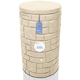 YourCasa Regentonne 230 Liter [StoneRain] mit Metallgewinde und Deckel in Steinoptik - Regenfass Frostsicher aus Kunststoff - Regenwassertonne - Regenwassertank Garten Wassertank Regensammler (Sand)