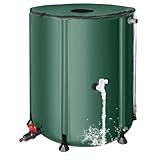 Faltbare Regentonne 200 Liter – Tragbarer Regentonne Wassertank mit Fallrohr, Filter, 2 Hähnen & Überlauf – Faltbares Wasserfass Regentonne für Regenwassersammlung, Grün
