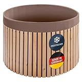 Beckmann Premium Regenfass 1000 L – Massives Lärchenholz & Frostsicher – Made in Germany – Holzfass Wassertonne mit robuster brauner Innenfolie – Ø 124 x H 88 cm (Modell FL100)