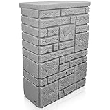 YourCasa Regentonne 300 Liter [StoneRain] mit Metallgewinde und Deckel in Steinoptik - Regenfass Frostsicher aus Kunststoff - Regenwassertonne - Regenwassertank Garten Wassertank Regensammler (Grau)