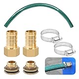 MaxEarn 25mm (1') Regentonnen Verbindungsset, 1 Zoll Regentonnenverbindung mit 50cm Länge Schlauch Verbindungsschlauch und Messing Zubehör, für Regensammler Regenwasser-Tonnen