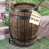 REGENTONNE WASSERFASS REGENFASS REGENWASSERTONNE mit fühlbarer Holzstruktur, in sehr schönem Holz-Design, mit Maserung wie EIN HOLZFASS, dauerhaftdicht und splitterfrei! (50L)
